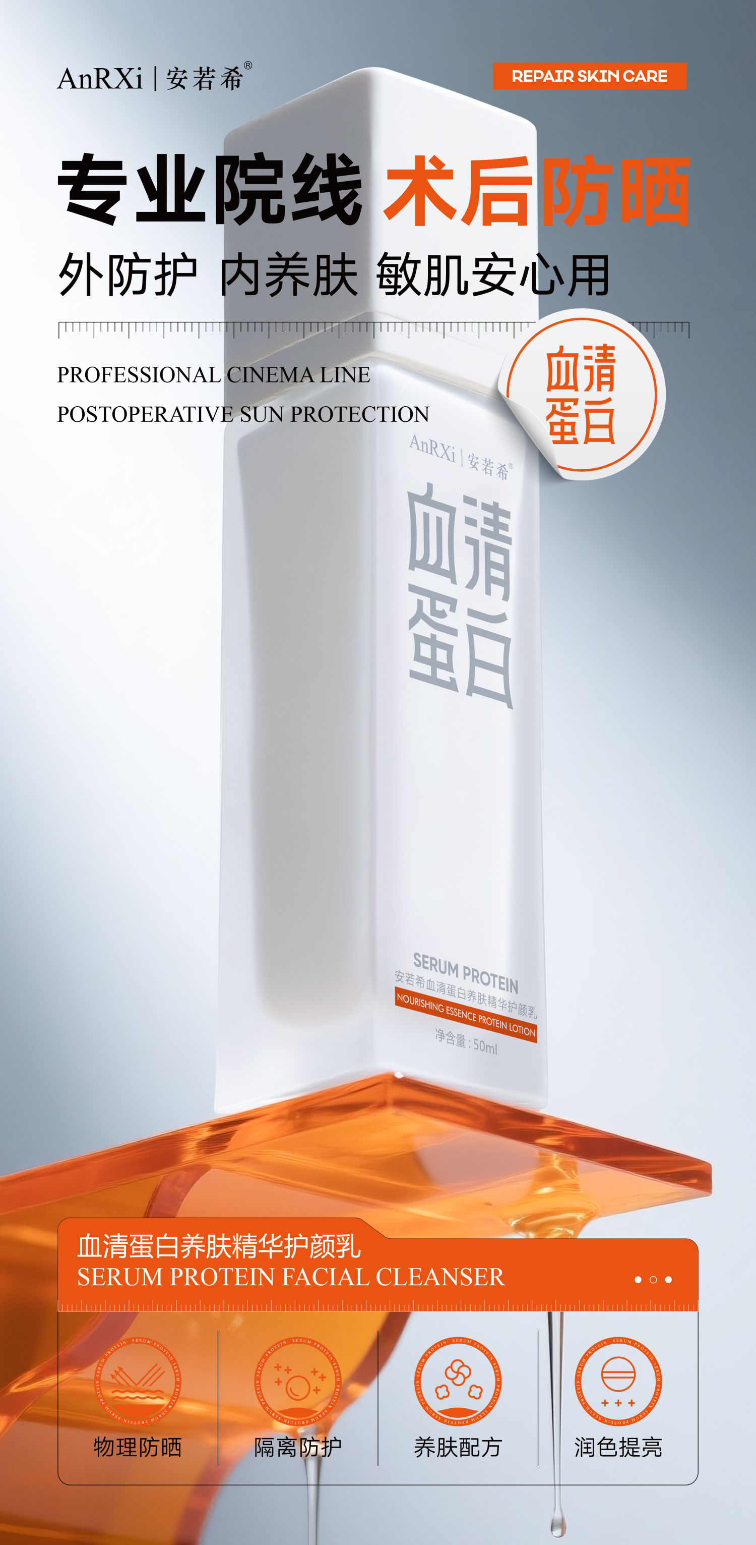 血清蛋白养肤精华护颜乳+医用面膜